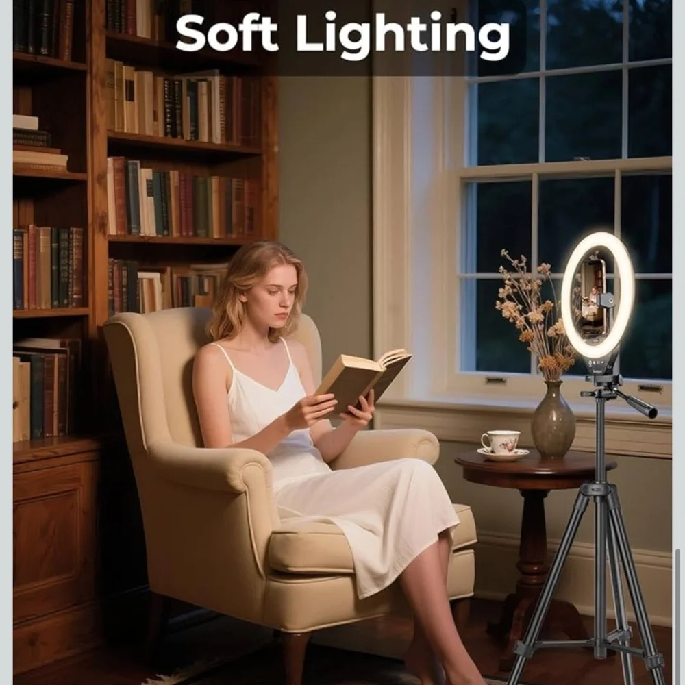 Sensyne 10” Ring Light with 50” Extendable Tripod Stand, LED Circle Lights